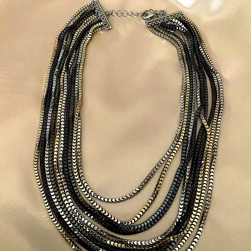 Park Lane Multi-Strand Gold and Black Layered Necklace